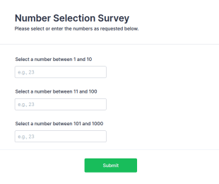 Number Selection Survey Form Template