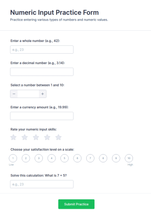 Numeric Input Practice Form Template