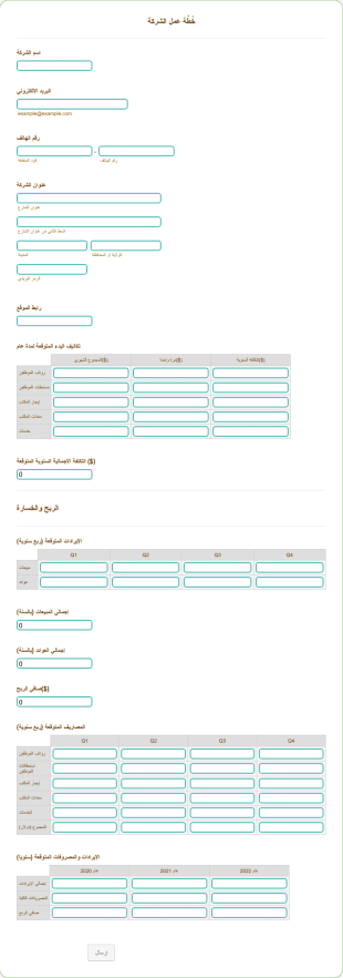نموذج خطة عمل الشركة