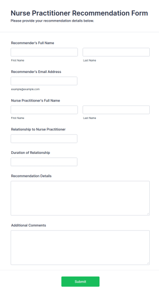 Nurse Practitioner Recommendation Form Template
