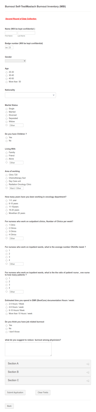Nursing Burnout Self TestMaslach Burnout Inventory (MBI)Course Registration Form Template