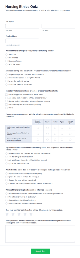 Nursing Ethics Quiz Form Template