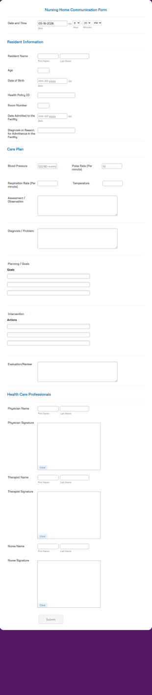 Nursing Home Communication Form Template