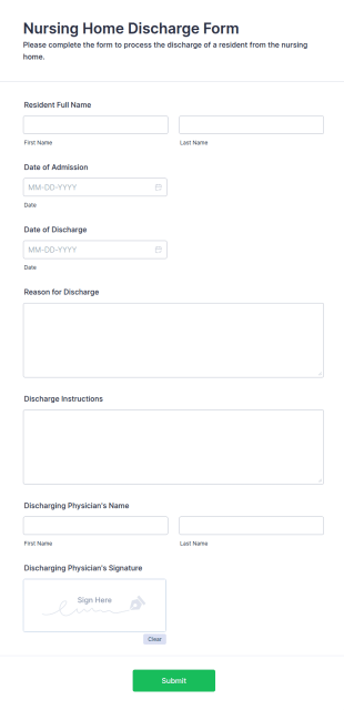 Nursing Home Discharge Form Template