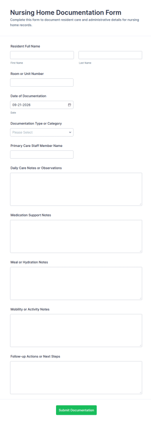 Nursing Home Documentation Form Template