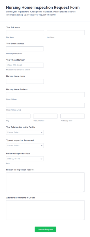 Nursing Home Inspection Request Form Template