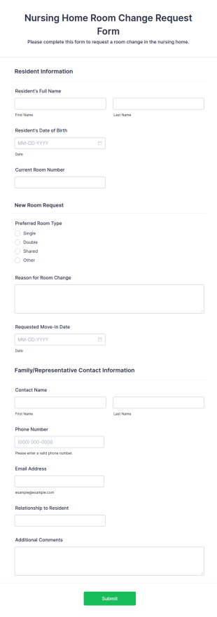 Nursing Home Room Change Form Template