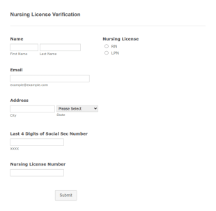 Nursing License Verification Form Template