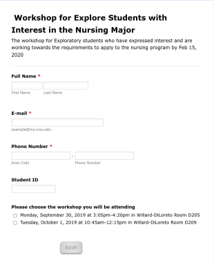 Nursing Program Workshop Registration Form Template