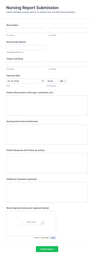 Nursing Report Submission Form Template