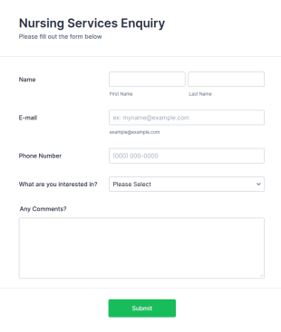 Nursing Services Enquiry Form Template