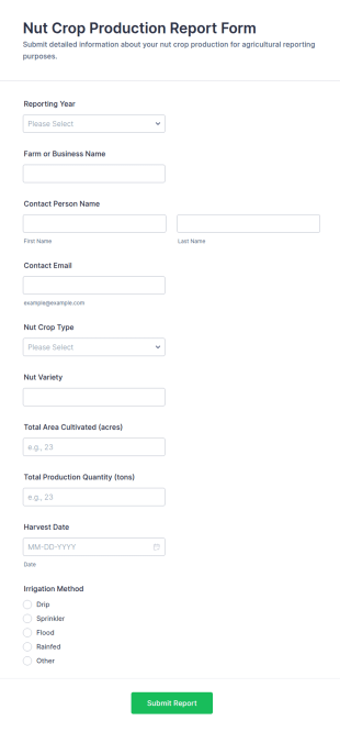 Nut Crop Production Report Form Template