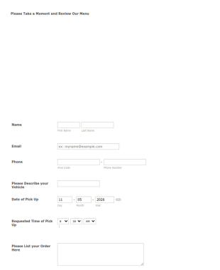 Nutrition Club Curbside Pick Up Form Template