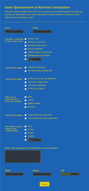 Nutrition Consultation Registration Form Template