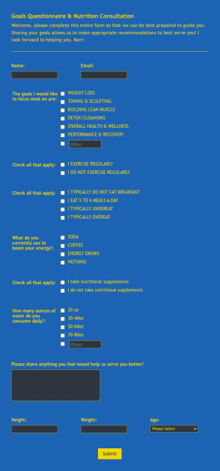 Nutrition Consultation Registration Form Template