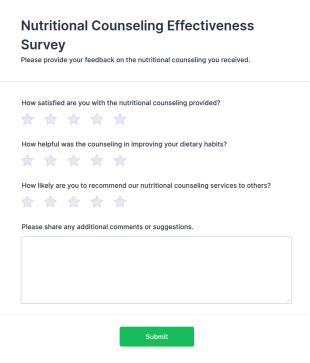 Nutritional Counseling Effectiveness Survey Form Template