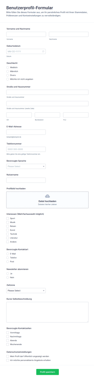 Nutzerprofil Formular