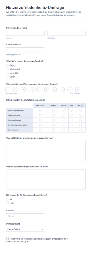 Nutzerzufriedenheits Umfrage