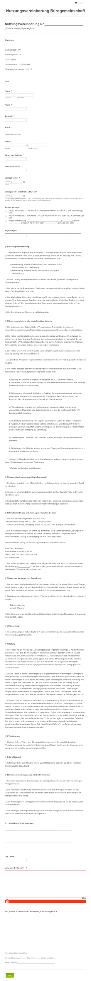 Nutzungsvereinbarung Buerogemeinschaft* Form Template