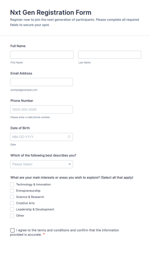 Nxt Gen Registration Form Template