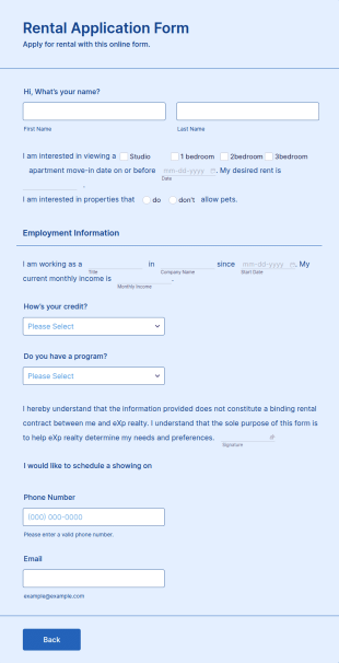 NYC Apartment Rental Application Form Template