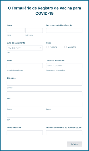 Formulário De Registro De Vacina Para COVID 19 Form Template