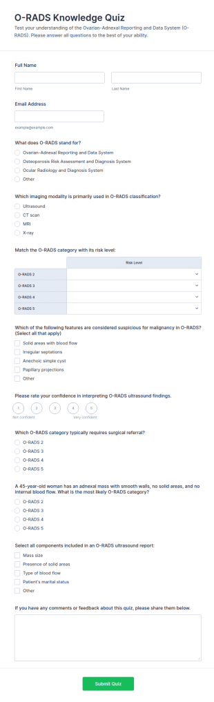 O RADS Knowledge Quiz Form Template