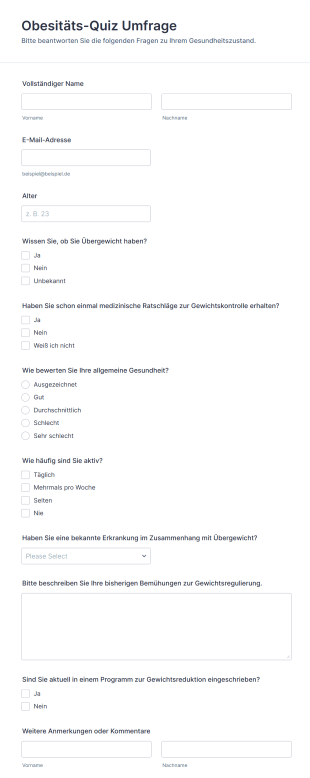 Obesitäts Quiz Umfrage