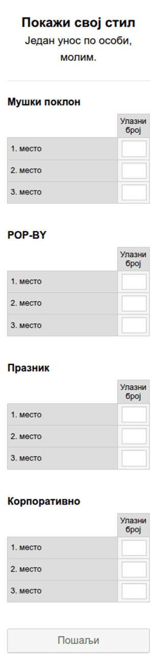 Образац Гласања за Стил
