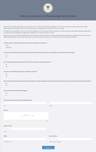 Образац Сагласност за Вакцинацију Против Грипа Form Template