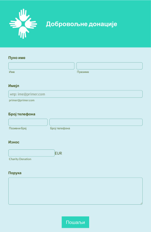 Образац за добротворне донације Form Template