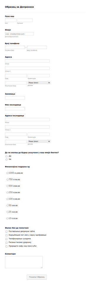 Образац за Доприносе