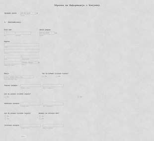 Образац за Информације о Клијенту Form Template