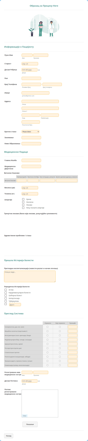 Образац за Процену Неге