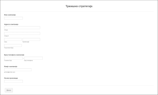 Образац за Тржишну Стратегију Form Template