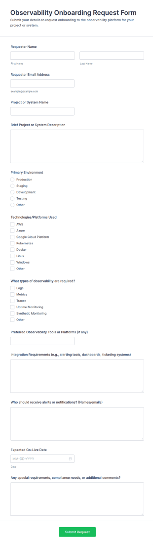 Observability Onboarding Request Form Template