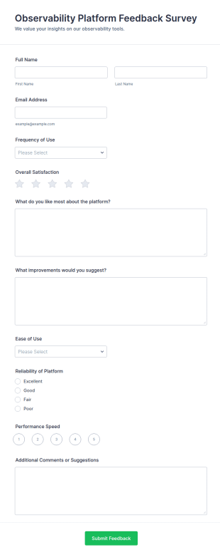 Observability Platform Feedback Survey Form Template