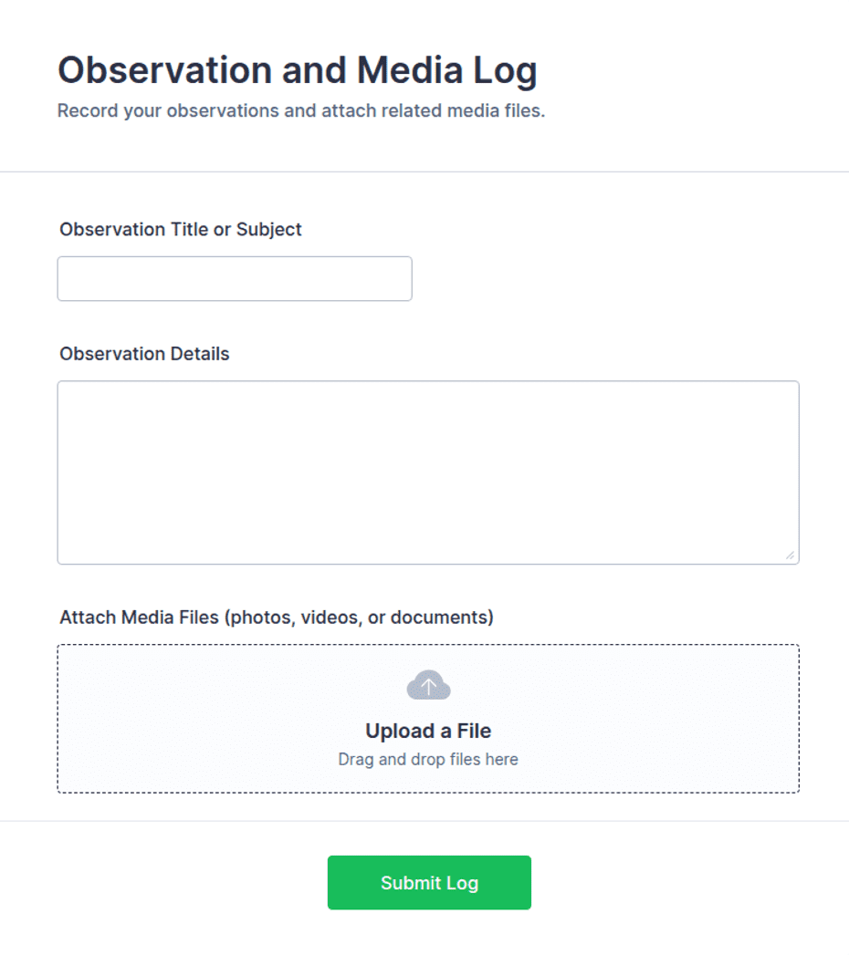 Observation Log Formating Observation and Media Log Form Template | Jotform