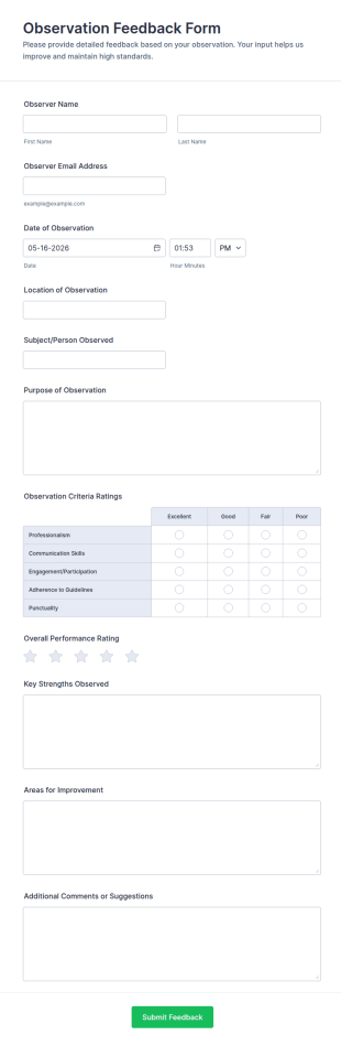 Observation Feedback Form Template