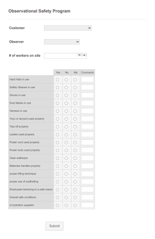 Observational Safety Program Form Template