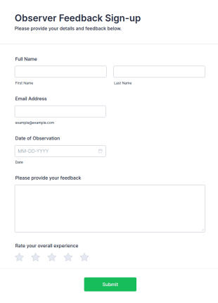 Observer Feedback Sign Up Form Template