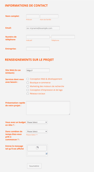 Obtenir Un Devis Conception Web Form Template
