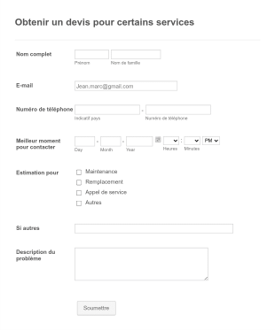 Obtenir Un Devis Pour Certains Services Form Template
