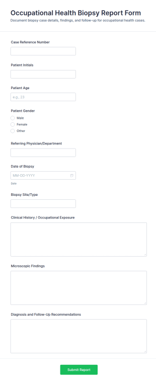 Occupational Health Biopsy Report Form Template