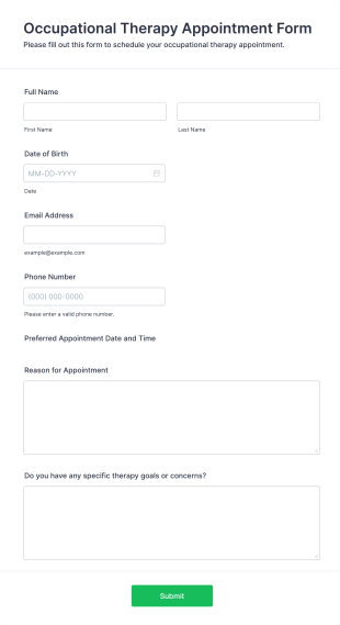 Occupational Therapy Appointment Form Template