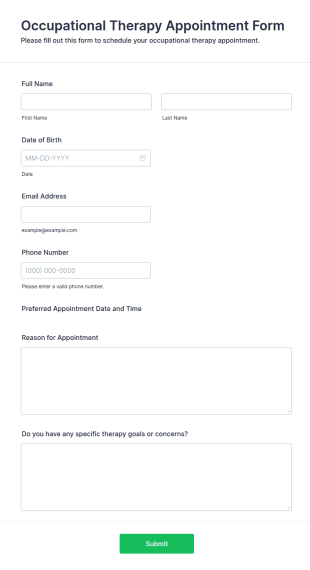 Occupational Therapy Appointment Form Template