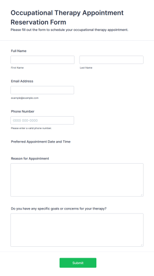 Occupational Therapy Appointment Reservation Form Template