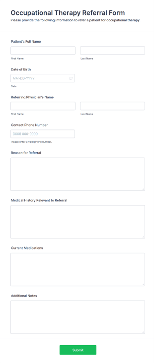 Occupational Therapy Referral Form Template