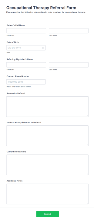 Occupational Therapy Referral Form Template