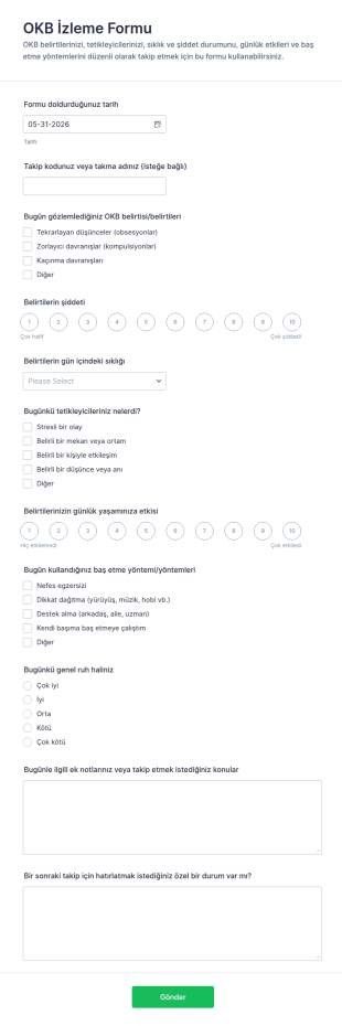 OCD İzleme Anketi Form Şablonu